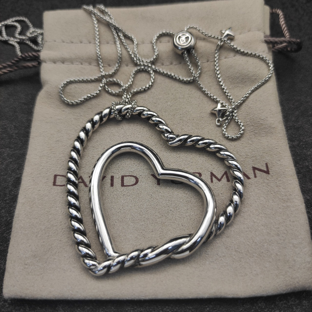 David Yurman Silver Heart Necklace